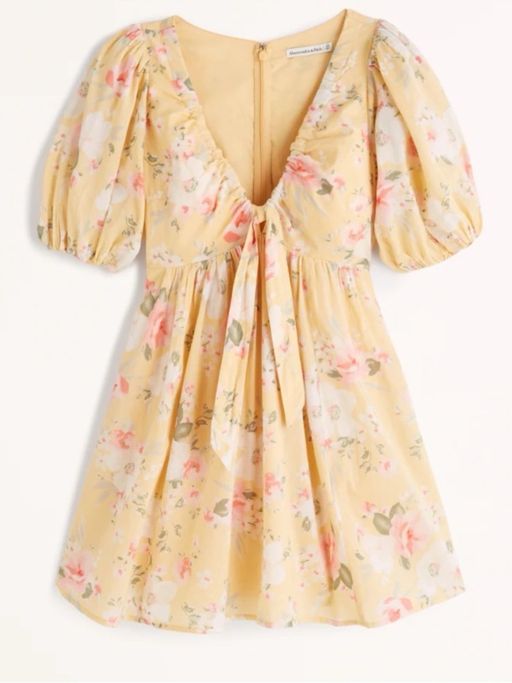 ABERCROMBIE & FITCH 100% Cotton Yellow Floral Tie-Front Mini Dress (MP)
